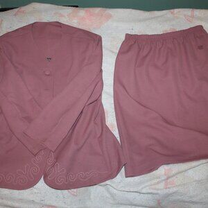Vintage Southern Lady Pink Blazer Jacket and Elastic Waist Skirt Size 18
